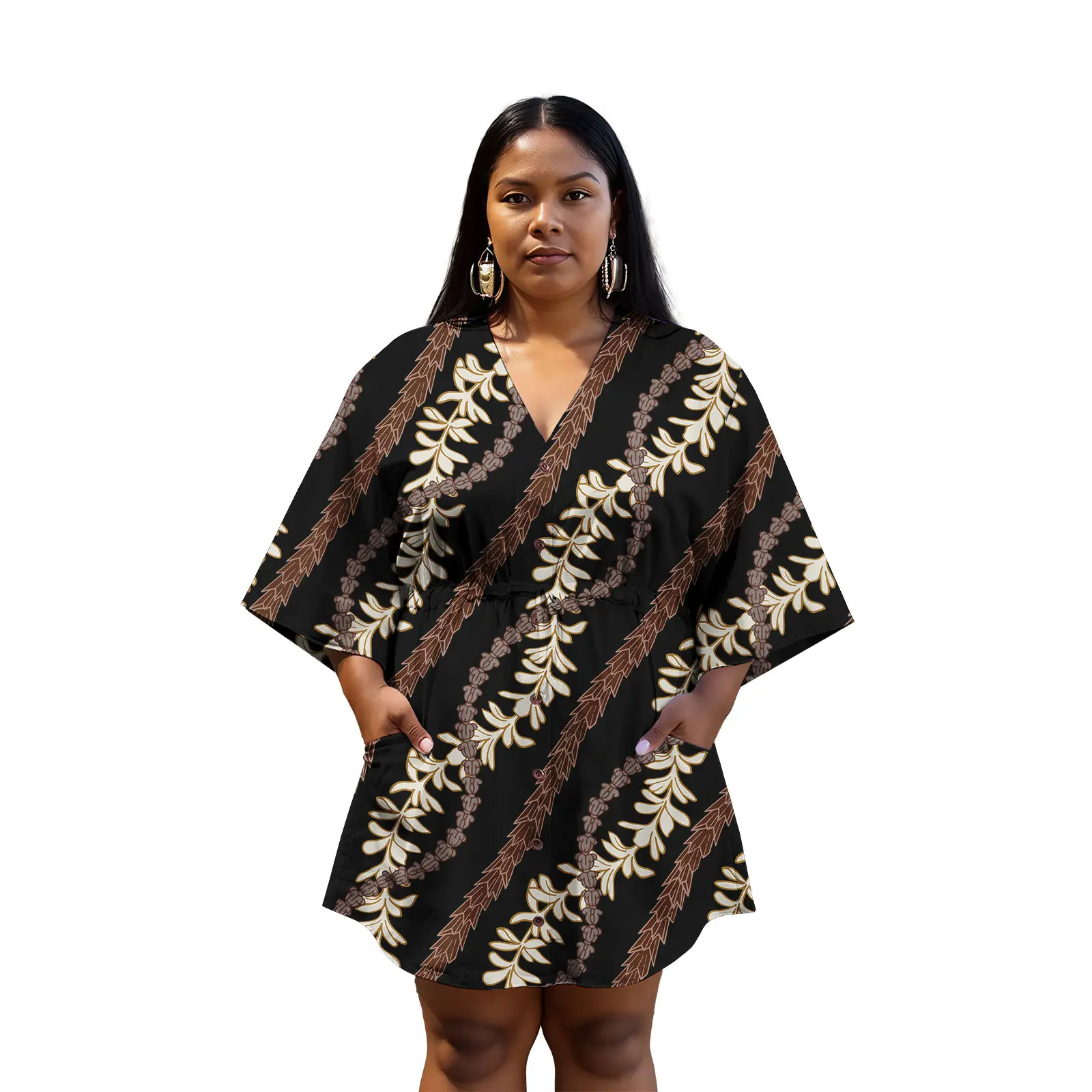 Pacific Island Wear Samoan Girls Puletasi Elei Maxi Dress Tattoo tribale personalizzato Tapa Stampa su richiesta Abito da donna all'ingrosso