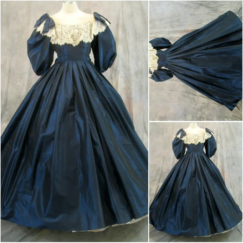 

18 Century Civil War Southern Belle Gown Evening Dress Victorian Blue Day Dresses Scarlett Dress Blue Princess Ball Gown Custom