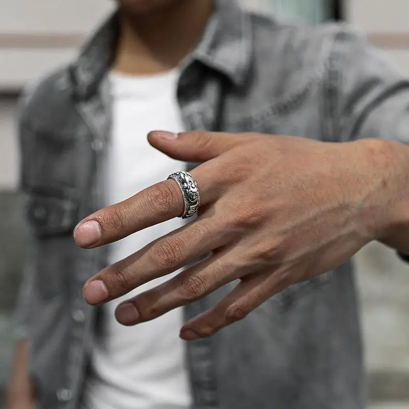 Pixiu Feng Shui Ring For Protection Of Wealth Adjustable Ring Engraved Heart Sutra For Spiritual Jewelry Lovers Daily Wear