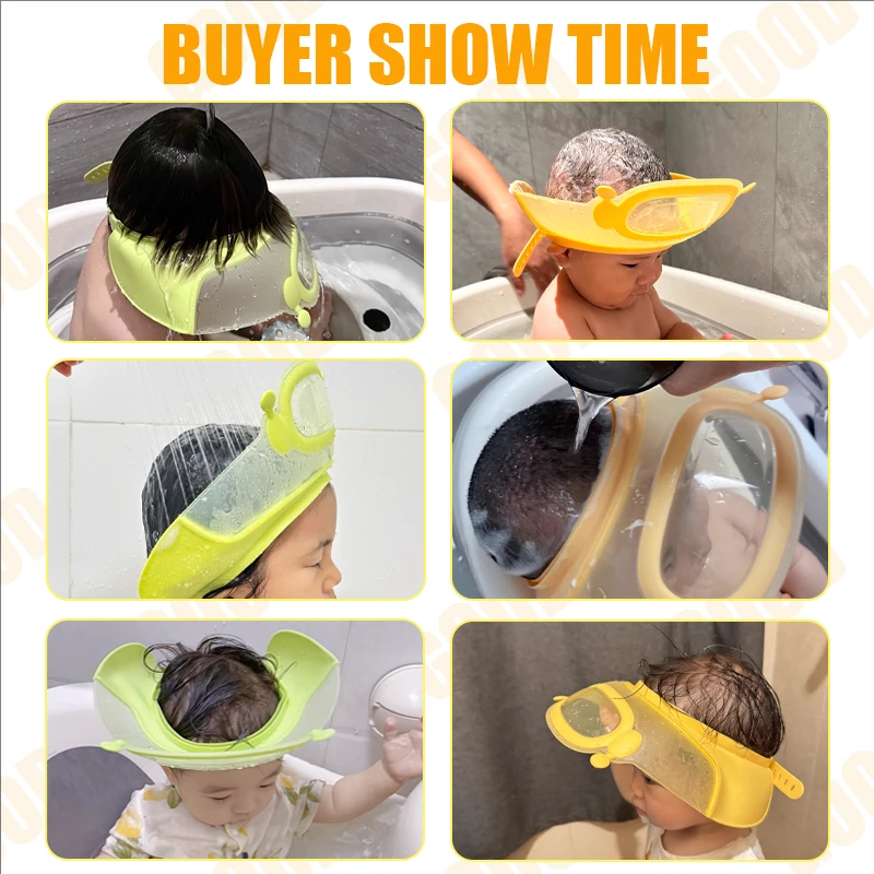 Baby Shower Soft Cap Adjustable Hair Wash Hat for Kids Ear Protection Safe Children Shampoo Bathing Shower Protect Head Cover