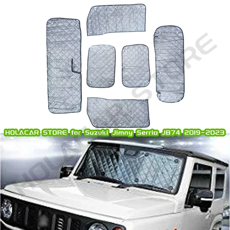

Car Window Visor 6PCS/SET Sunshade Heat Insulation Kit For Suzuki Jimny 3-doors JB64 JB74 2019 2020 2021 2022 2023 2024 2025