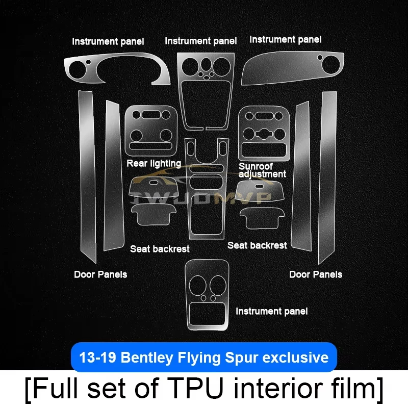 

Tpu Film Car Interior Sticker Center Console Gear Touch Screen Dashboard Door Panel for Bentley Bentayga 2013-2023 Flying Spur