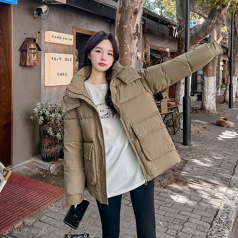 Winter 2025 New Women\'s Down Cotton Coat Short Thick Female Warm Cotton Padded Student Loose Jacket Bread Korean Overcoat