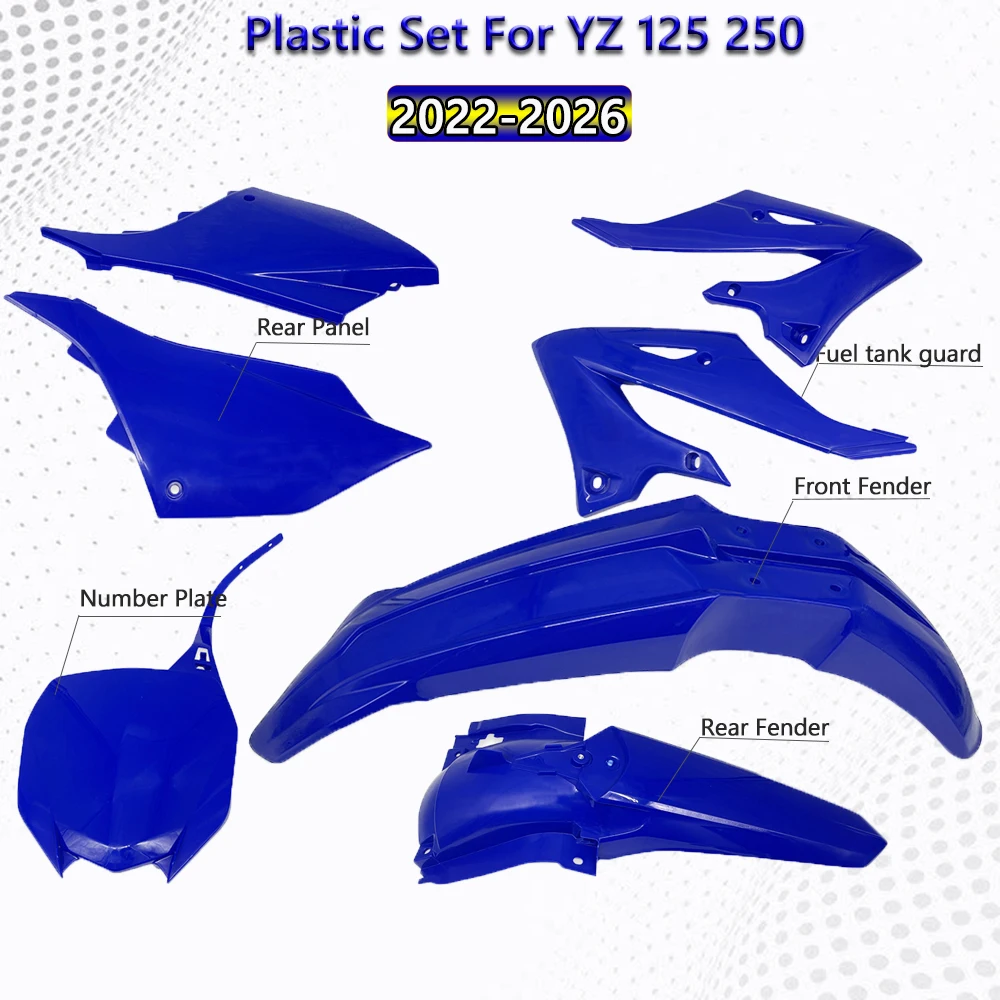Motorcycle Full Body Fairing Cover For YAMAHA YZ125 YZ250 2022-2026 Number Plate Fuel Tank Guards Front Rear Mudguard Rear Panel