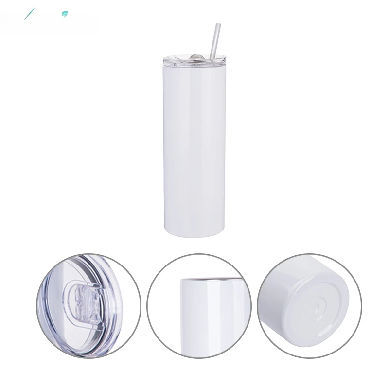 Wholesale RTS 20 OZ 600 ML Stainless Steel Tumbler Straight Sublimation Blanks Tmblerwith Straw and Slider Lid