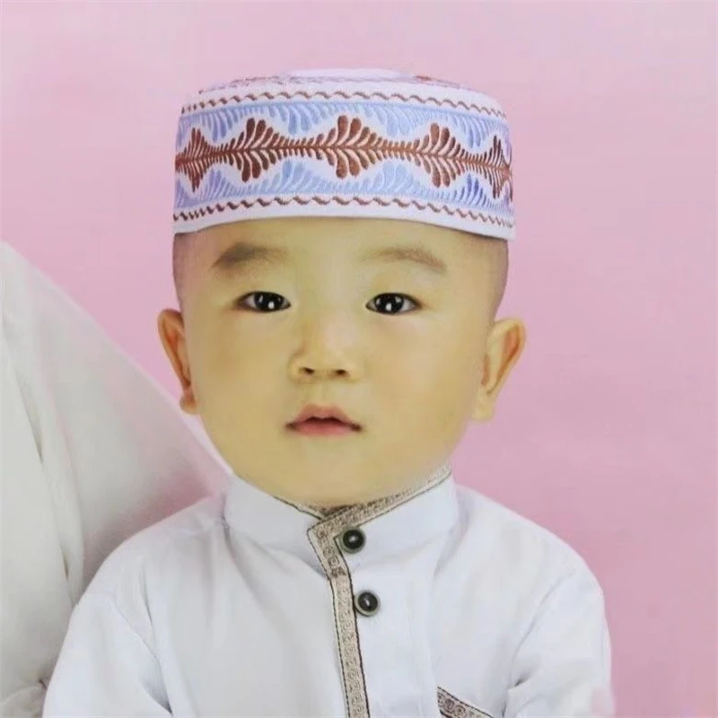 Gorro bordado para niños musulmanes, gorro de oración Kufi islámico, Hijab islámico plano, turbante de Arabia Saudita, diademas