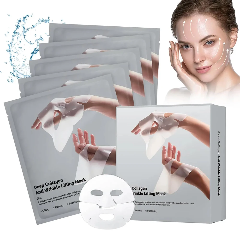 Deep Collagen Anti Wrinkle Lifting Mask Collagen Face Mask Overnight, Deep Collagen Mask for Lifting Firming Moisturizing(5Pack)