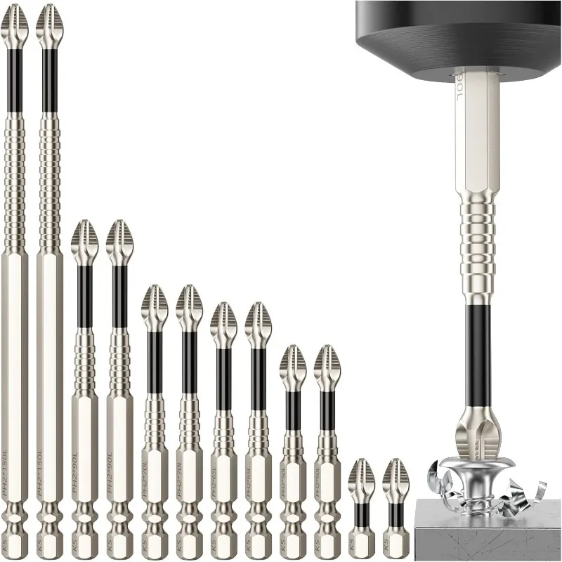 

High Magnetic Screwdriver Drill Bit Set - 12Pcs K5 Impact Resistant Non Slip Bit - Magnetic Screwdriver Bits