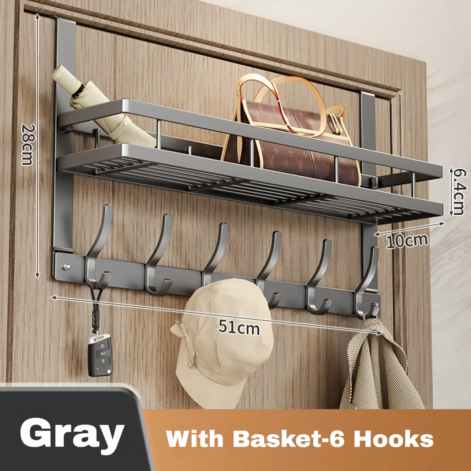Grey 6 Hooks