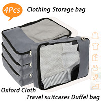 4 Pcs Clothing Storage bag Oxford Cloth Travel suitcases Luggage Clothes Organizer with Zipper Mesh Duffel bag Shoes Pouch