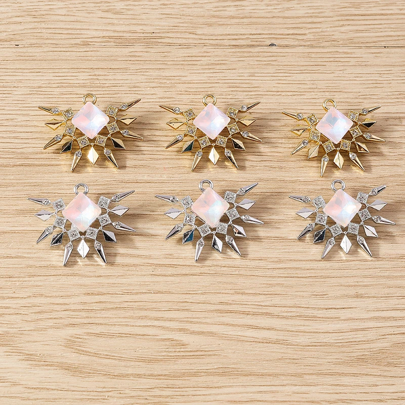 Tusember 10 Stück 29 x 23 mm exquisite Kristall-Sonnenanhänger für baumelnde Ohrringe, Halsketten, DIY handgefertigte Schmuckzubehörteile – Detail 6