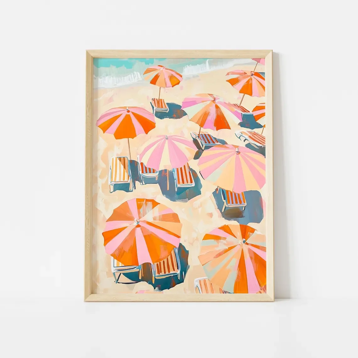 impressao-decorativa-de-guarda-sois-vibrantes-para-parede-pintura-impastada-ousada-de-guarda-sois-listrados-em-rosa-e-laranja-em-uma-praia-ensolarada-mod