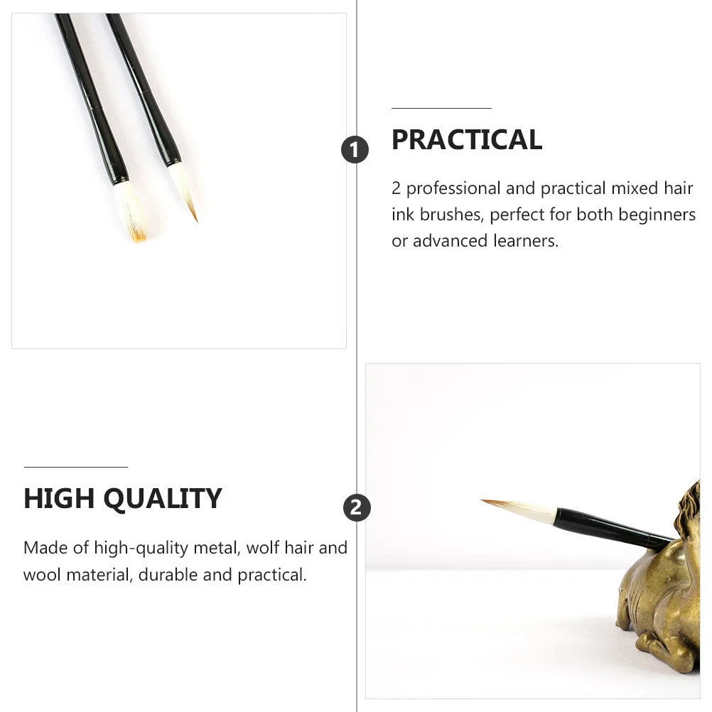 

3Pcs Ink Brush High Quality Metal Wool Durable for Watercolor Chinese Calligraphy Writing Brush Pen Portable Practical