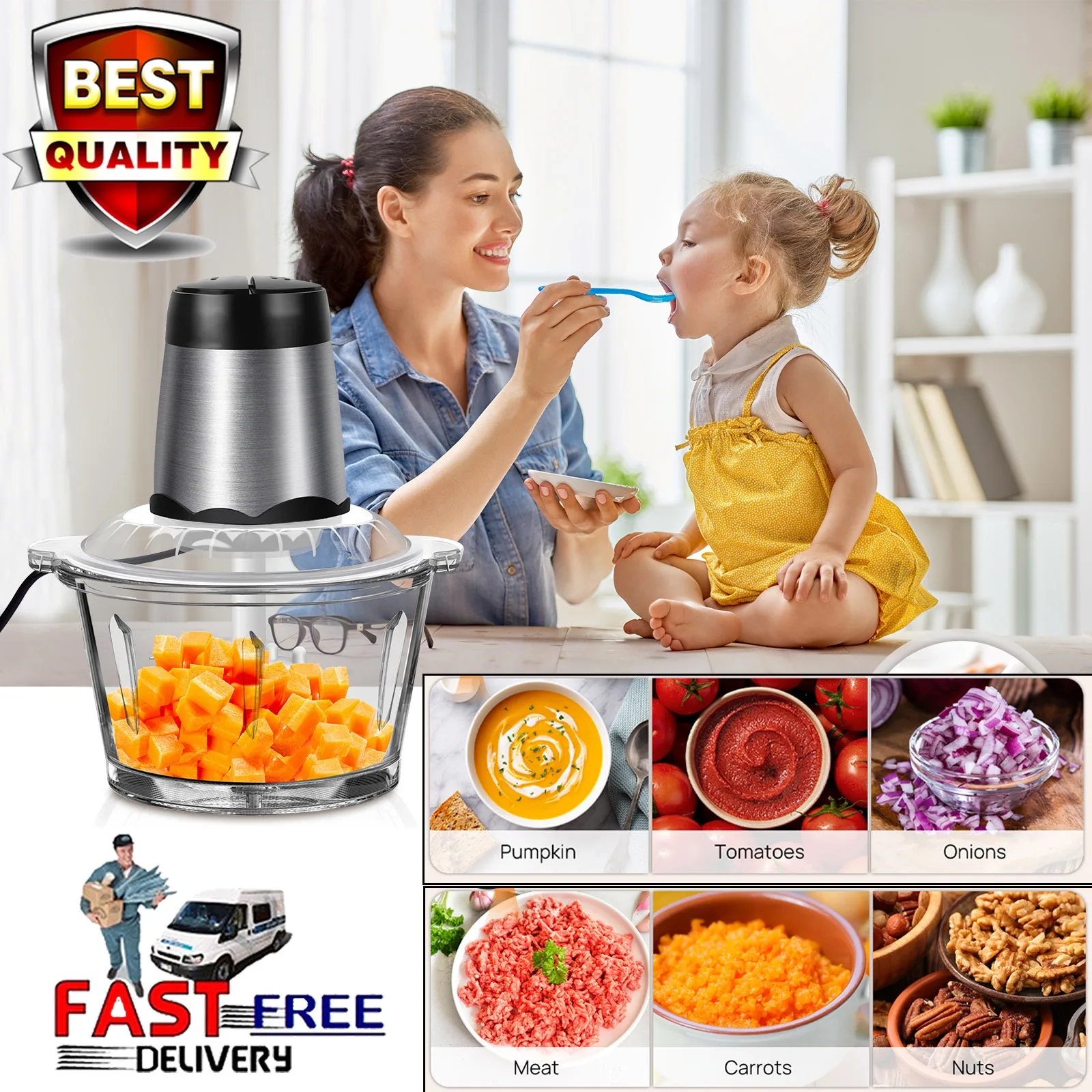 DayPlus Electric Meat Grinders Food Crusher Stainless Steel Multifunctional Vegetable Slicer Processor Chopper Kitchen Appliance