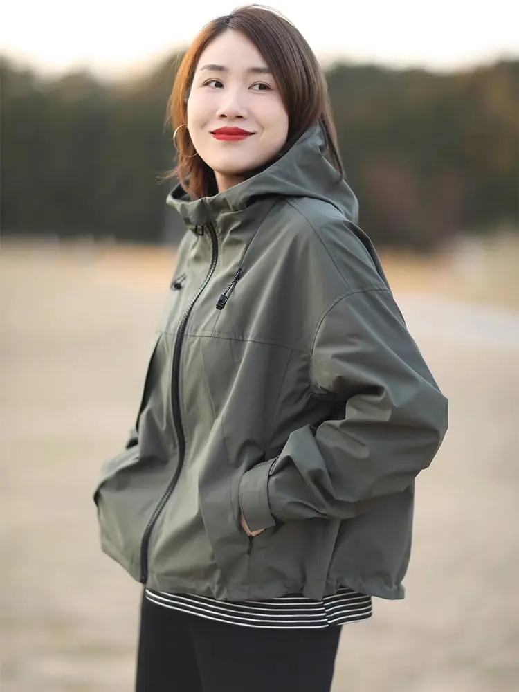 

Hooded Jacket Women's 2025 Spring And Autumn New Casual Loose Short Workwear Jacket Top