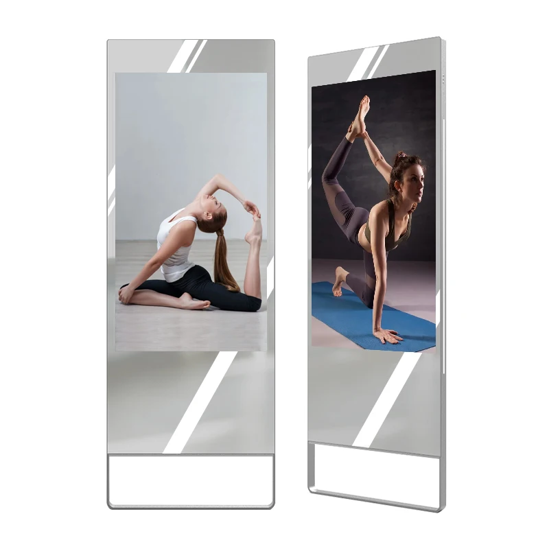 Smart Fitness Gym Mirror With 43 LCD Display LED Body Sensor For Bathroom Yoga & Sport Digital Signage