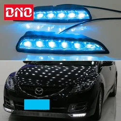 Car LED DRL 12V Daylights For Mazda6 Mazda 6 2008 2009 2010 Yellow Turn Signal Daytime Running Light Car Foglamp