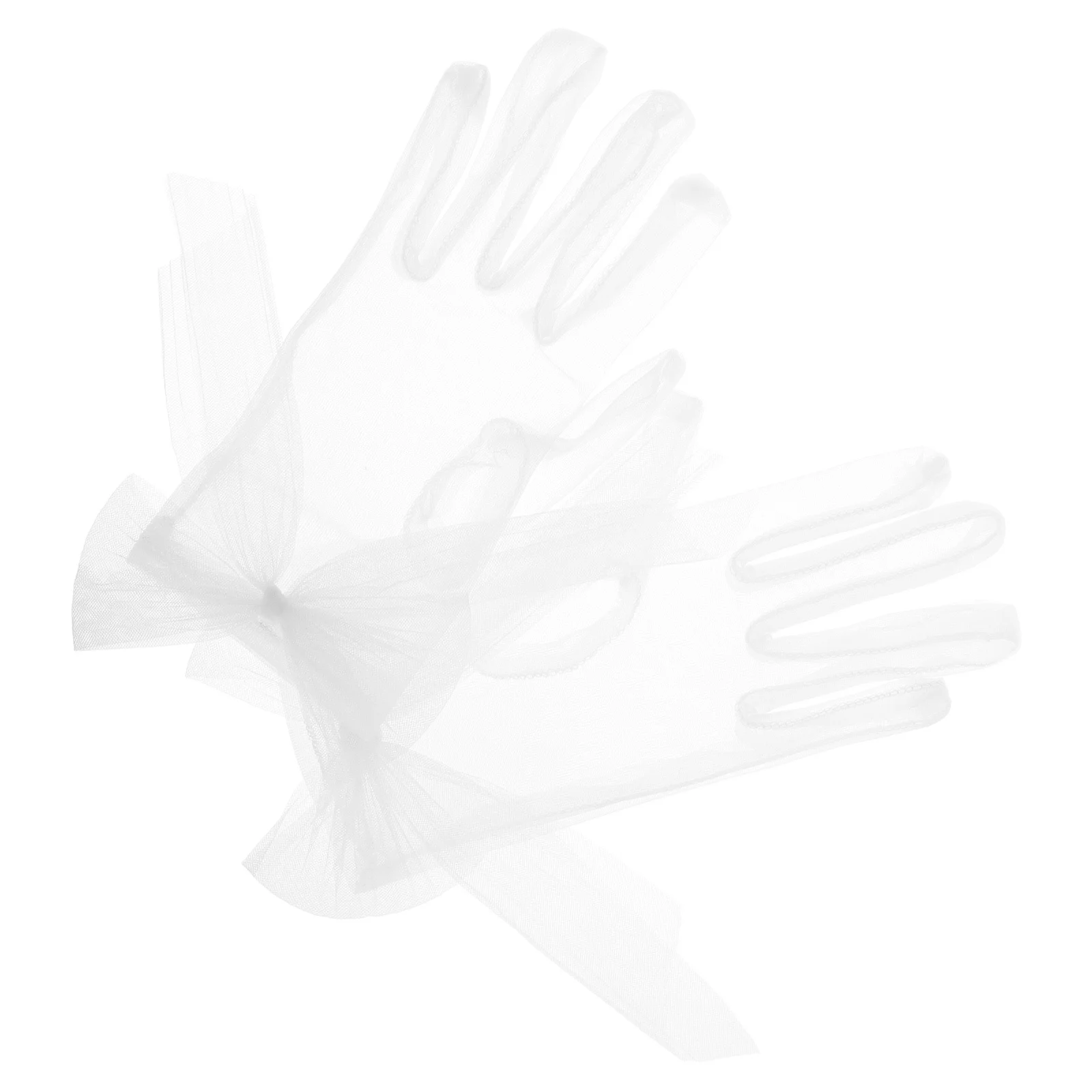 Gants de mariage en dentelle, 1 paire, avec perles blanches, Accents de fleurs, courts en Tulle, accessoires de printemps