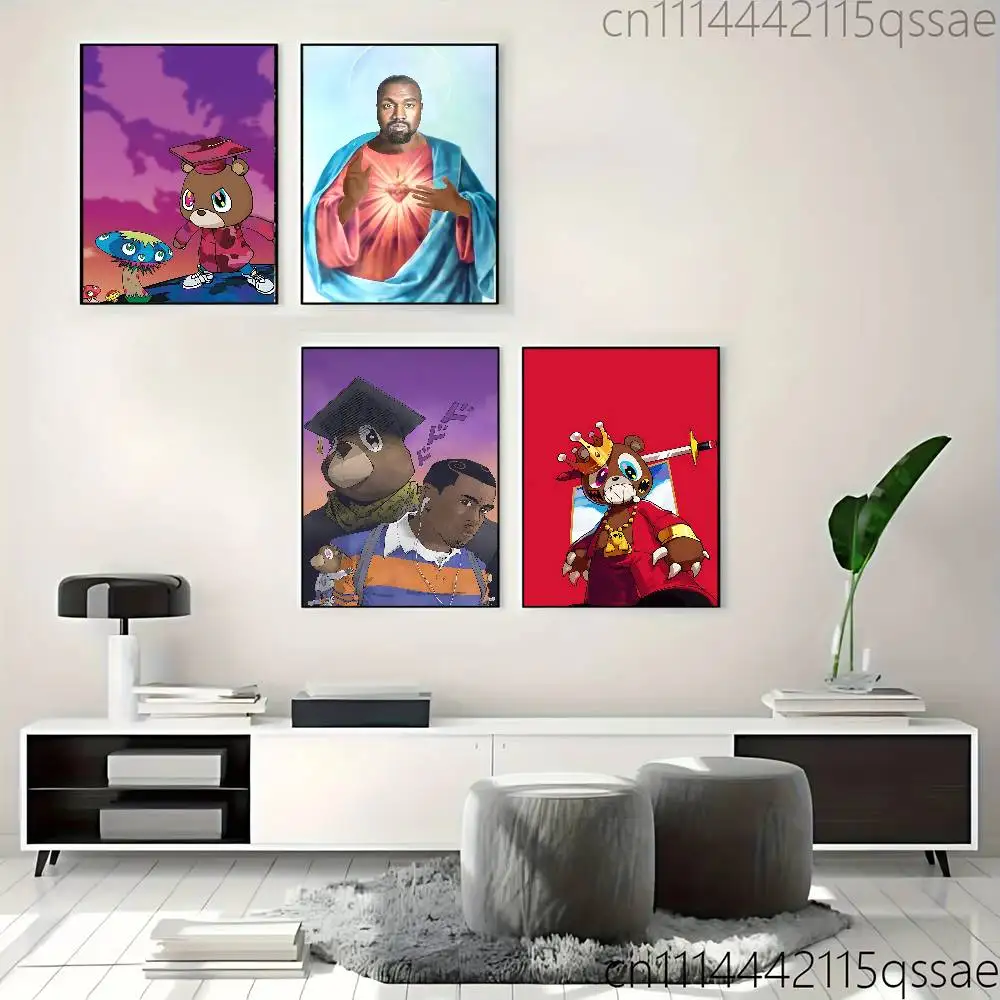 K-Kanye W-West Jesus Is King Poster Art Print Anime Style Home Decor Ideal Gift Perfect Room Decor