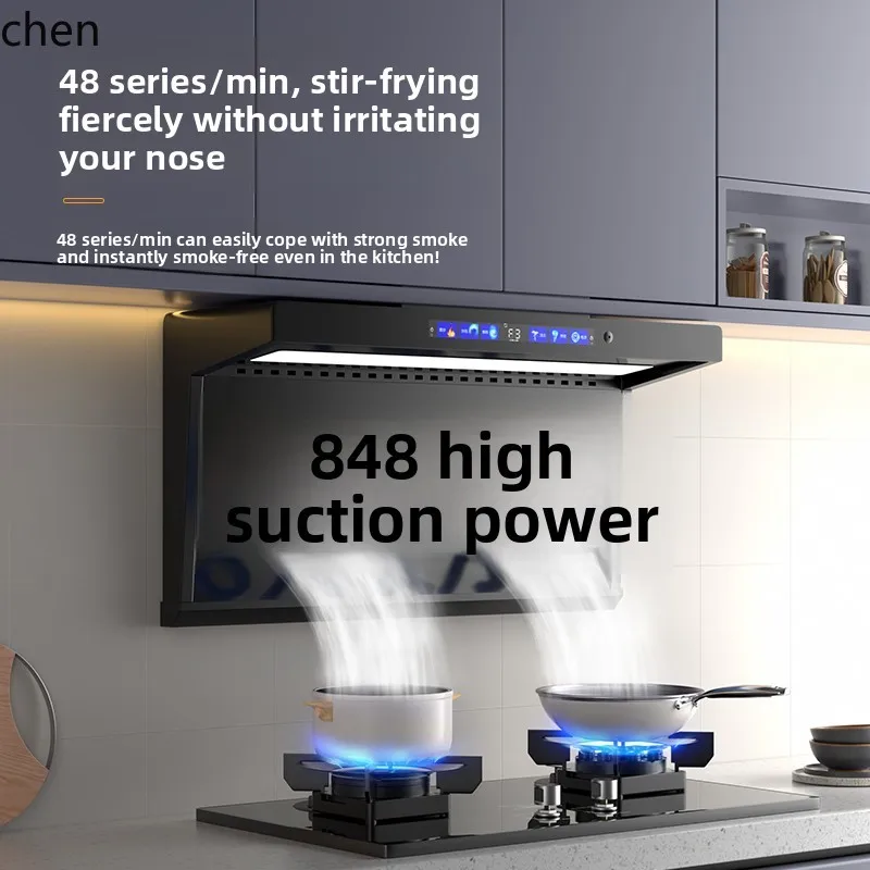 Cappa da cucina HXL per uso domestico, grande aspirazione, lato superiore, doppia aspirazione, macchina da fumo a forma di 7