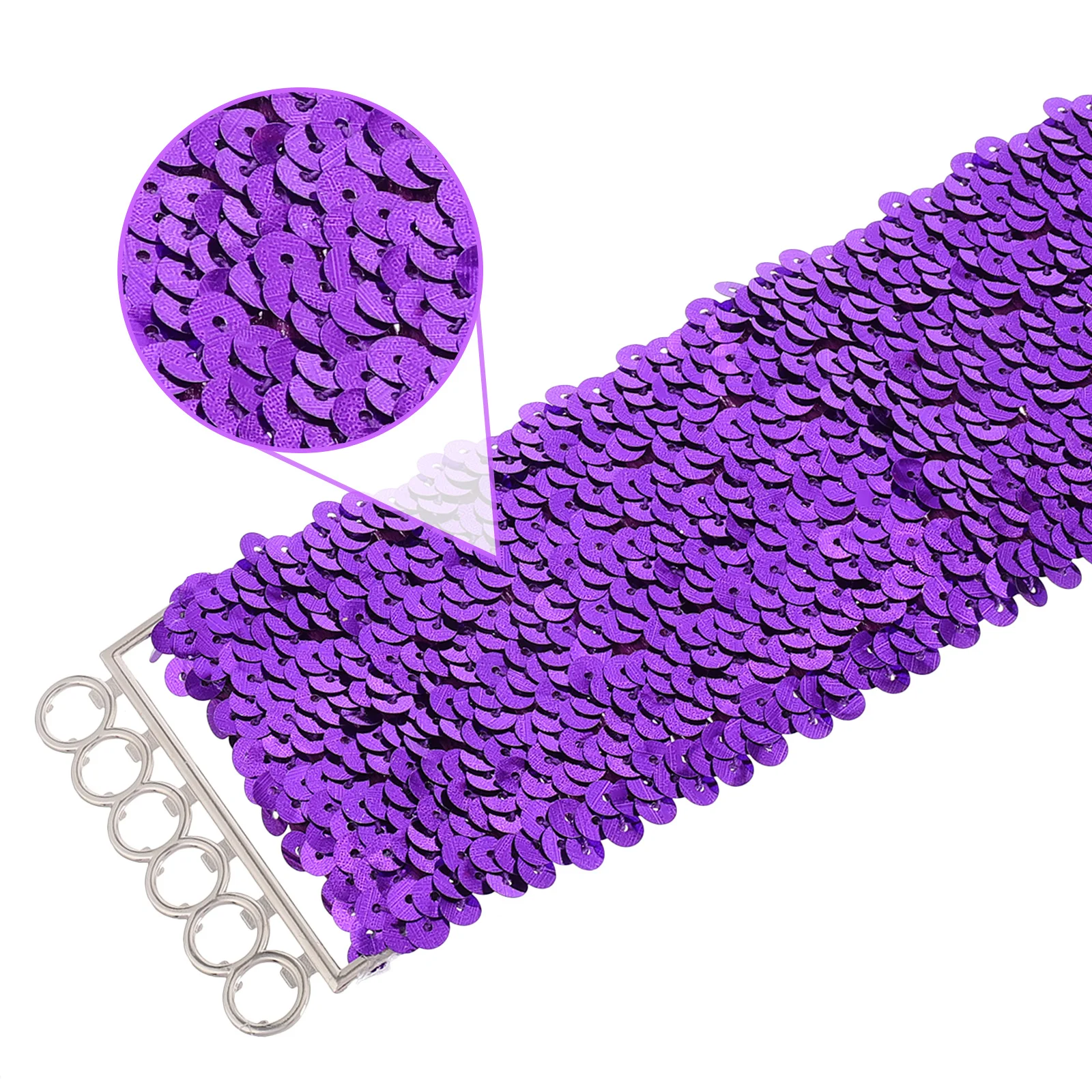 Damski pasek z cekinami, modny dodatek do kostiumu, miękki materiał, elastyczny pasek, styl vintage.
