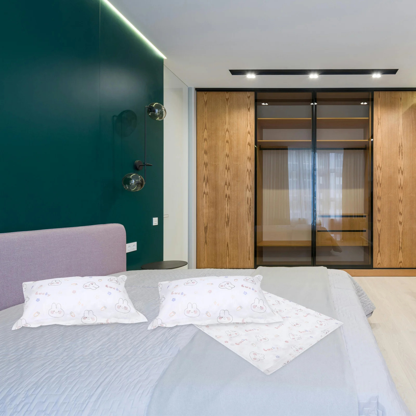 

1Set Disposable Bedding Set Travel Pillow Cover and Quilt Sheet for Hotel Use Portable Comfortable Printed Non-Woven Fabric