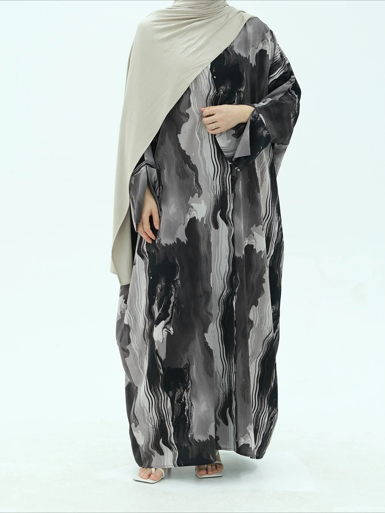 Abito musulmano per le donne Party Abaya Stampa Cardigan Ramadan Eid Arabo Abito lungo Marocco Dubai Caftano Islam Abiti Jalabiya 2025