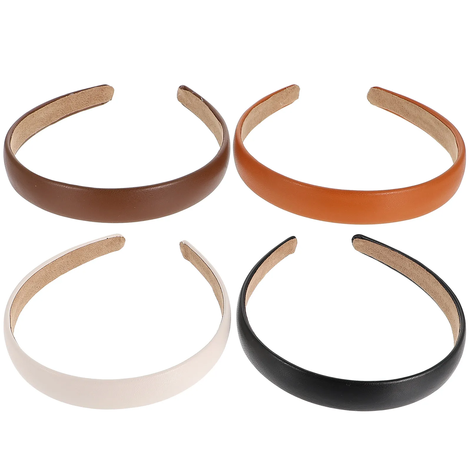 

4Pcs Retro PU Headbands Wide Hair Hoops Simple Women Hair Accessories Comfortable Lightweight for Daily Party Family Concerts