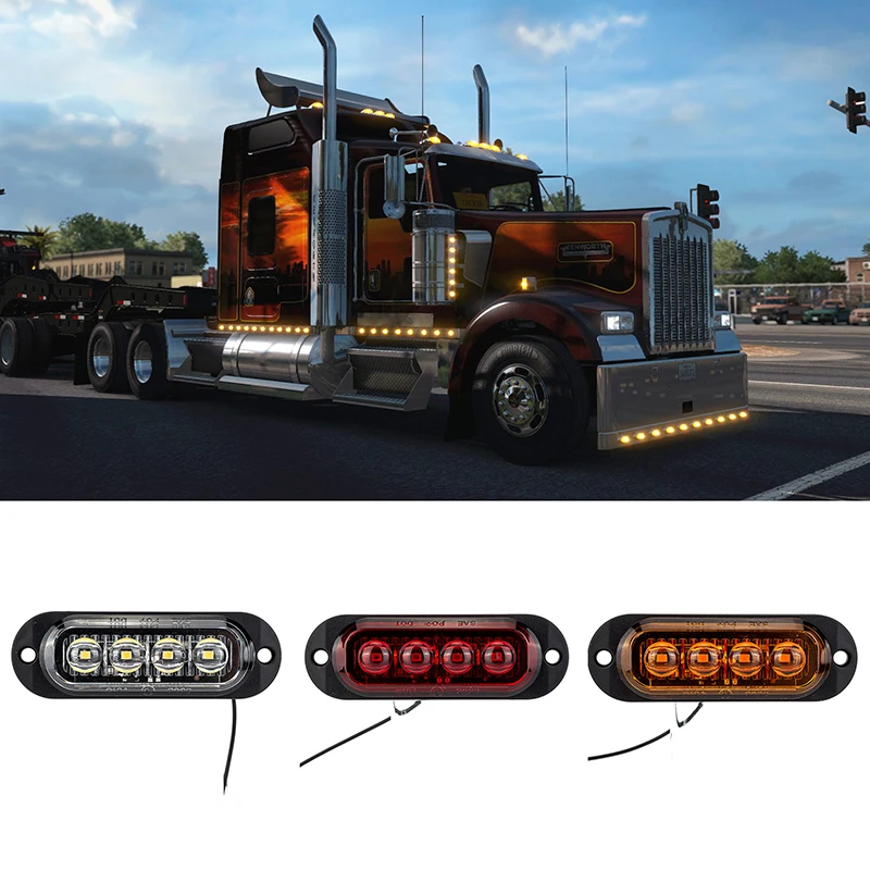 12V 24V LED Truck Side Marker Light Car Trailer DOT E8 Reflector Van Clearance Lamp for Lorry RV Bus Boat - Safety Lighting Acce