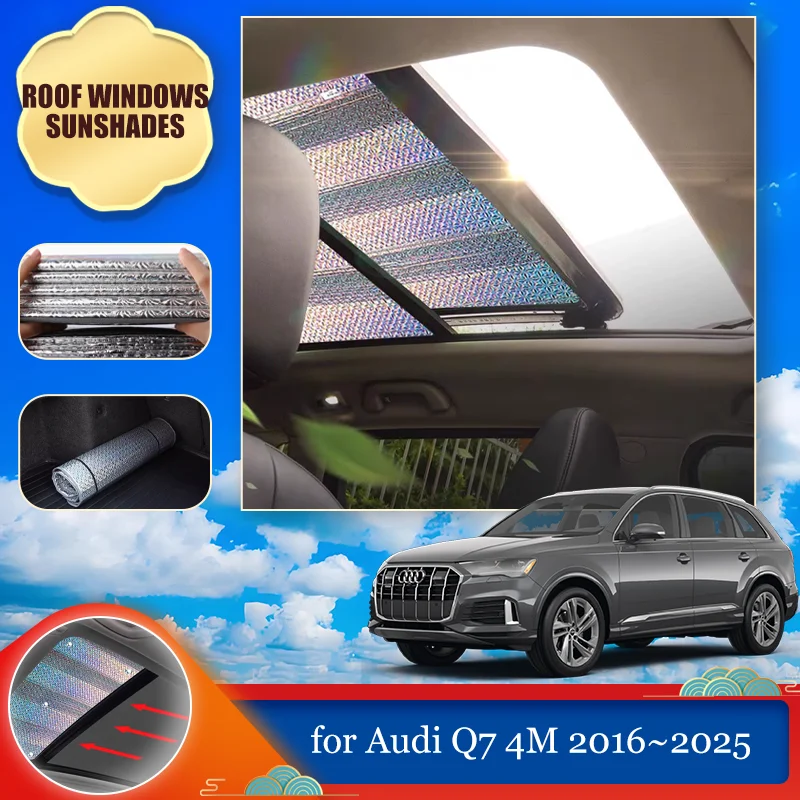 車のサンルーフサンシェードアウディ-q7-4-メートル-2016-〜-2025-2017-2018-2019-2020-2021-2022-2023-2024-屋根フロントガラス抗-uv-サンシェードカバーカーテンサンバイザー部品-accessorie