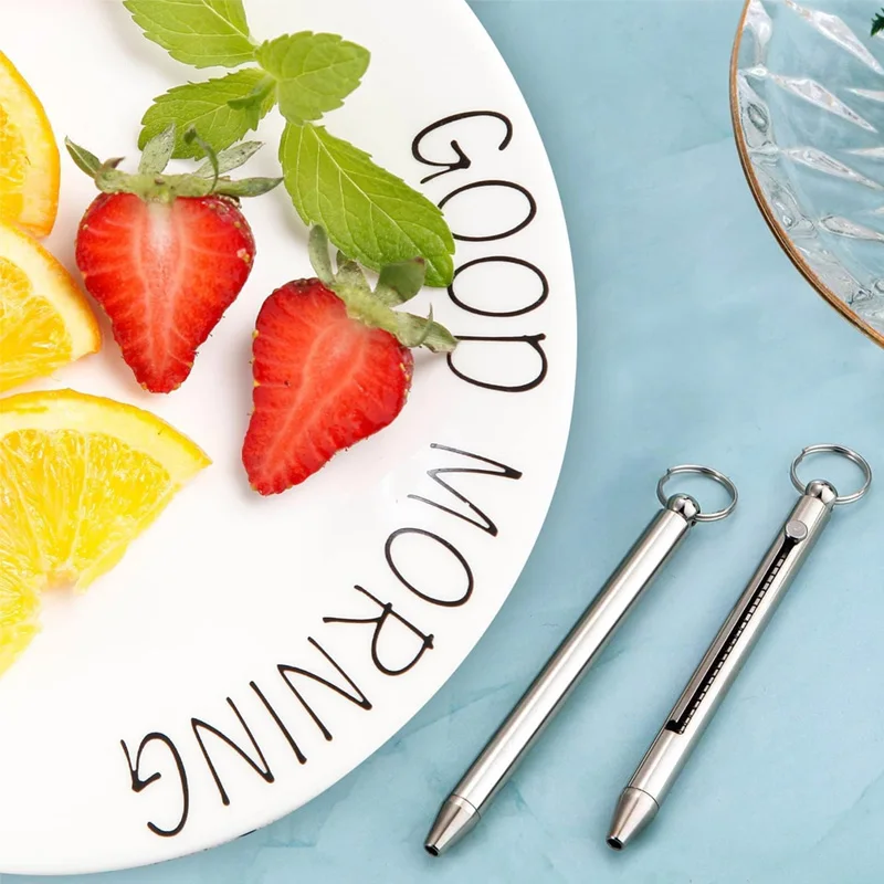 1PC Portable Titanium Retractable Toothpick Mini Pocket Toothpick Keychain Pendant Outdoor Fruit Pick Camping Tool