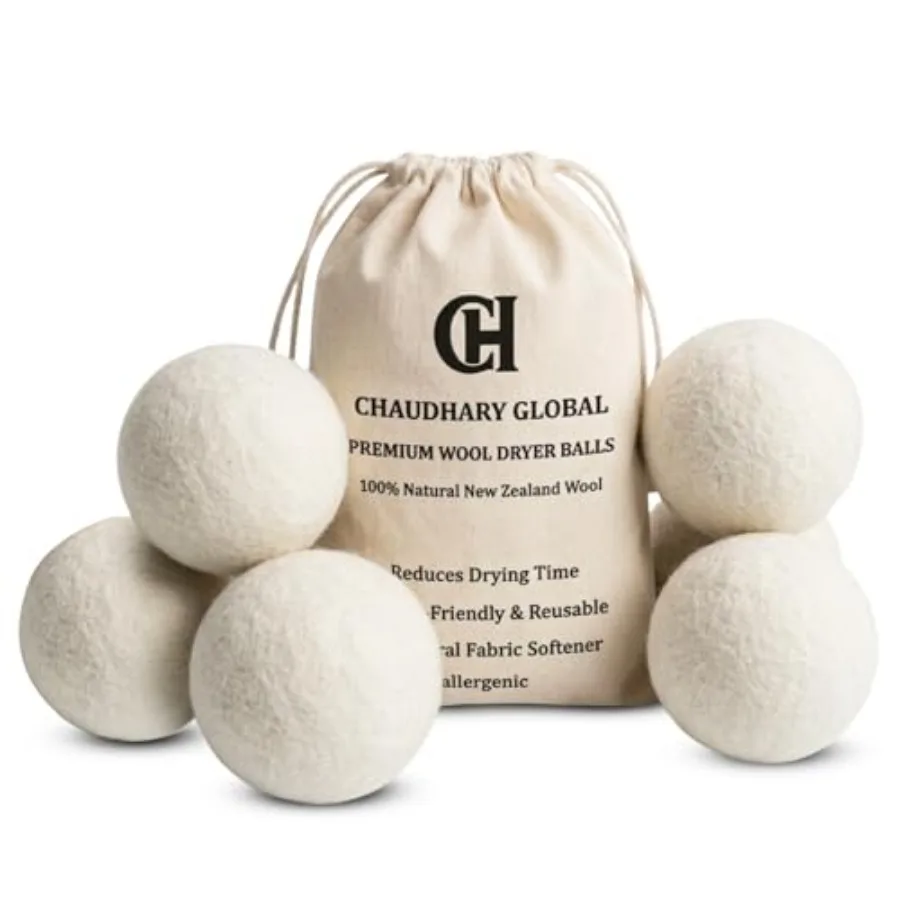 

Wool Dryer Balls XL 6-Pack 100% Organic New Zealand Wool, Reusable Natural Fabric Softener, Reduce Drying Time, Eco Friendly La