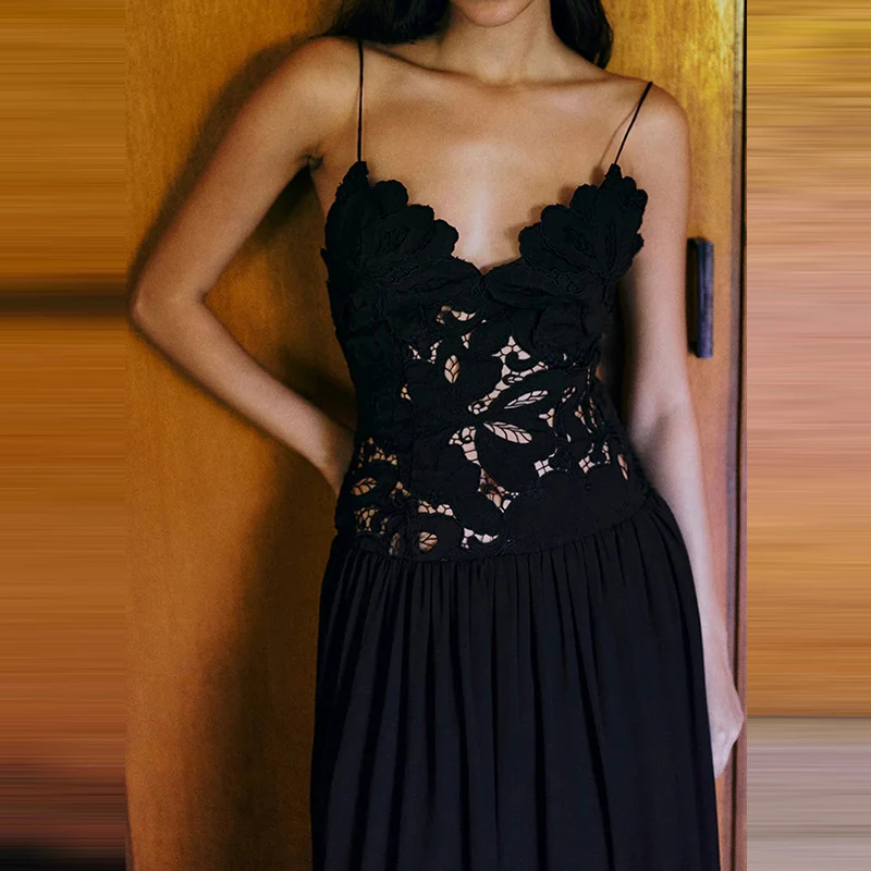 Senhora elegante retalhos drapeado sólido vestido de festa moda fora do ombro sem mangas vestido sexy renda bordado estilingue vestido longo