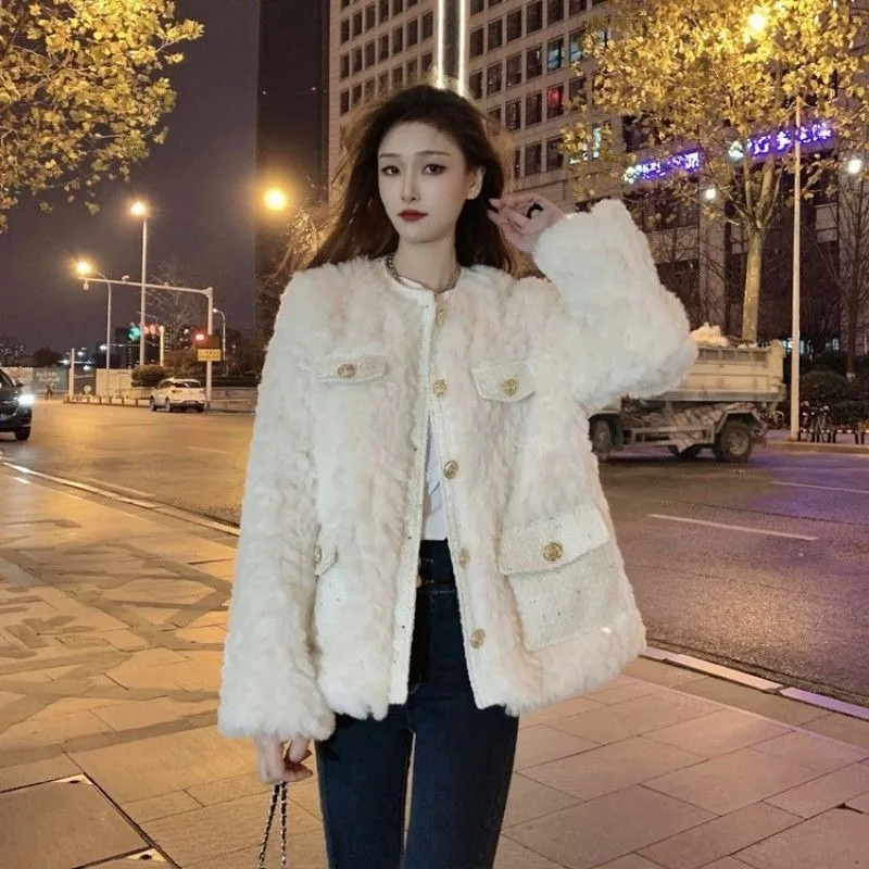

Fashion Comfort Autumn Winter New Casual Coat Women's Thickened Thermal Jacket High-end Coat Cotton Lamb Wool Tops High Street