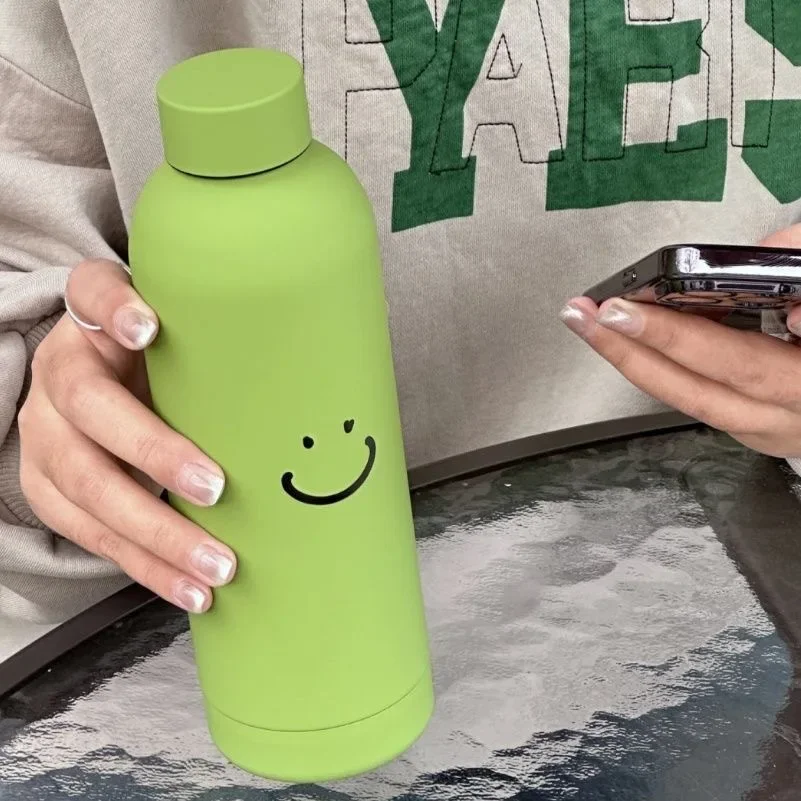 500ml New Stainless Steel Smile Vacuum Flask Insulated Cup Outdoor Sports Portable Water Bottle
