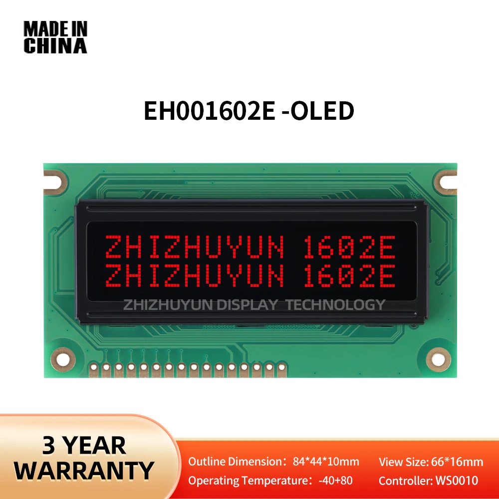 

Spot Goods Black Film Red Letter 16 * 2 Character LCD Module Built In WS0010 Working Temperature -40+80 EH001602E