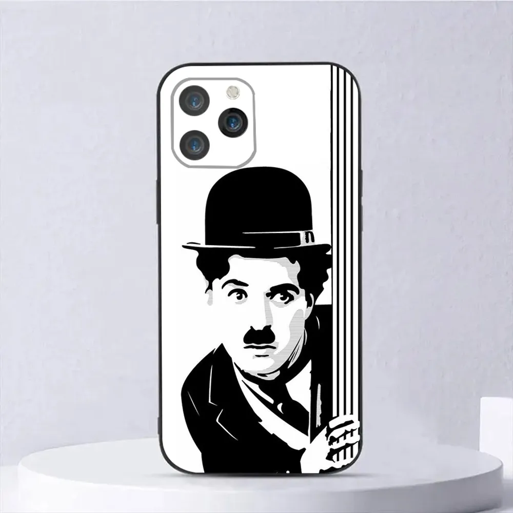 Charlie C-Chaplin Phone Case For iPhone15,14,13,12,11,Pro,Max,Plus,Mini,X,XS,XR,8,7,6,S,Plus,SE Soft Black Case