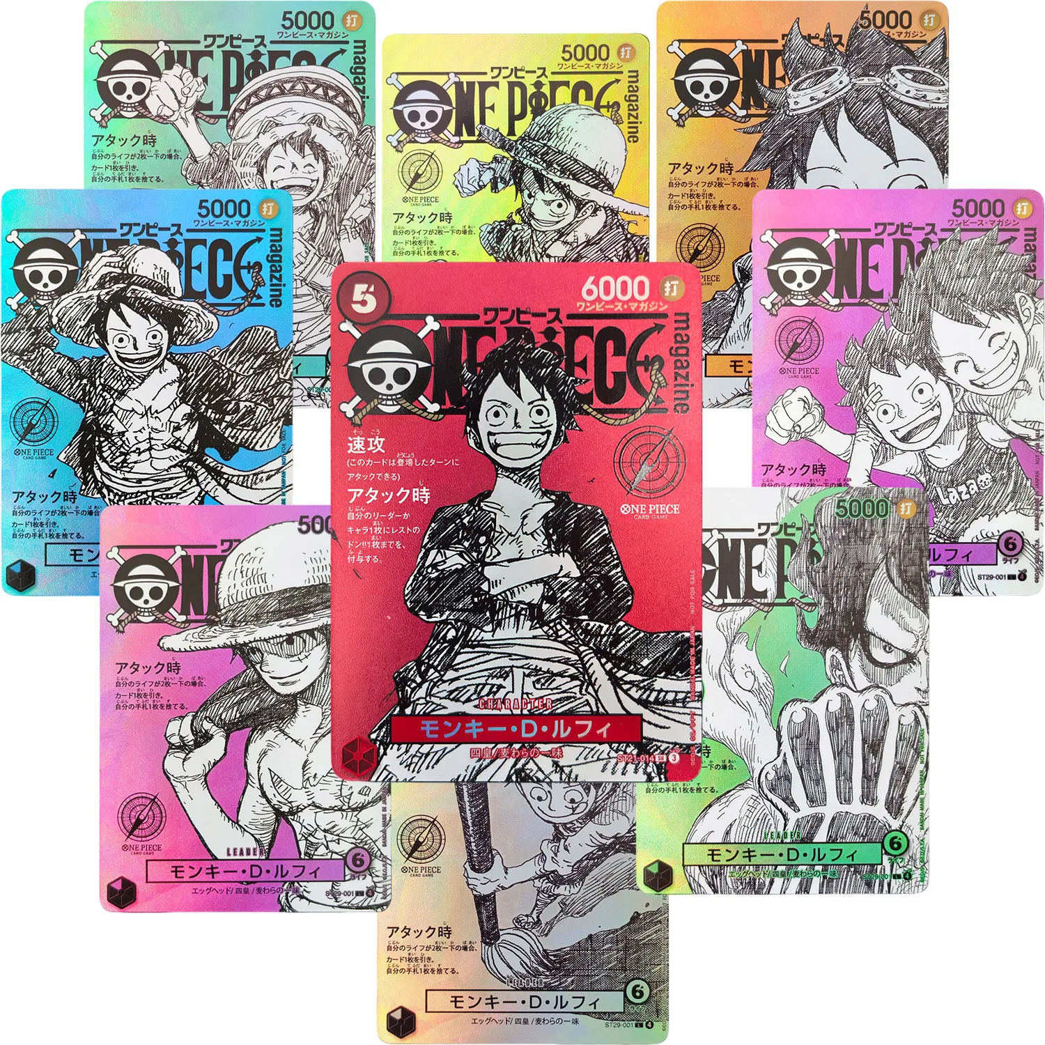 Versión casera de la serie de portadas de revistas japonesas One Piece, tarjeta coleccionable de juguete del juego Monkey D. Luffy