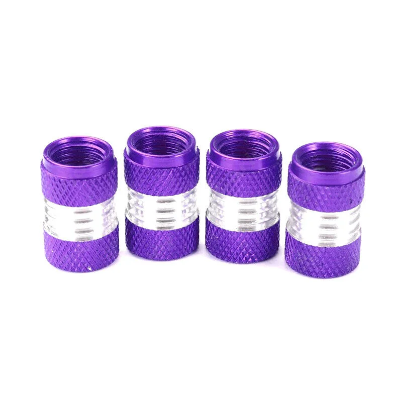 4PCS ALUMINUM METAL TIRE/RIM VALVE/WHEEL AIR PORT DUST COVER STEM CAP PURPLE