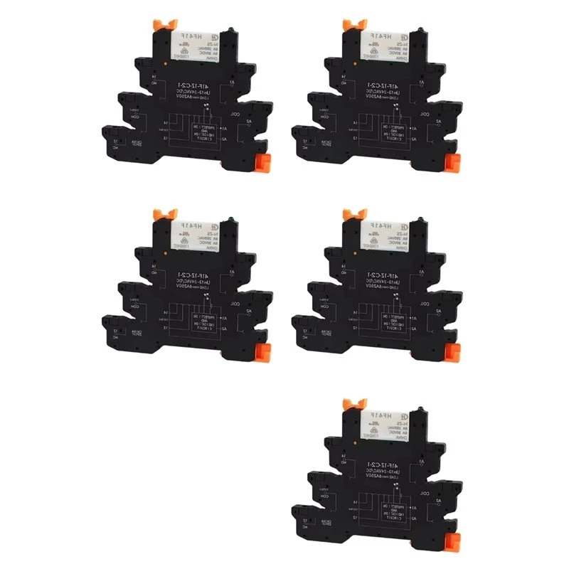 5x-レールスリムリレーモジュール-41f-1z-c2-z-統合-pcb-マウントパワーリレー、リレーホルダー付き-24v-ac-リレーソケット-62mm