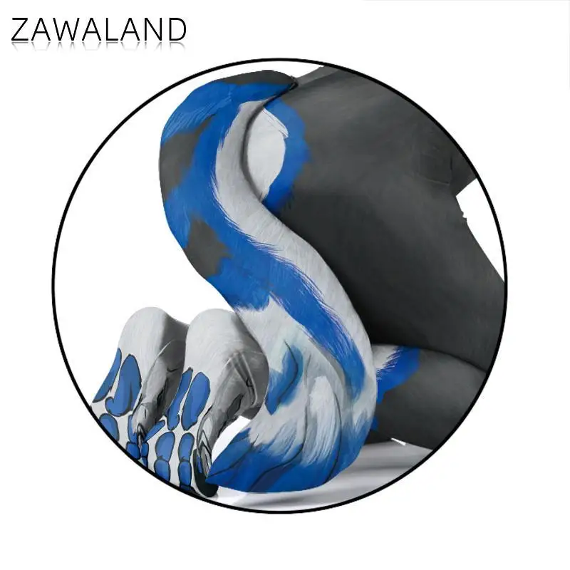 Zawaland หมาป่า Petsuit ผู้ชายสัตว์คอสเพลย์เครื่องแต่งกายแฟนซี Carnival Zentai บอดี้สูทหางเป้า Zipper Jumpsuit เสื้อผ้าวันหยุด