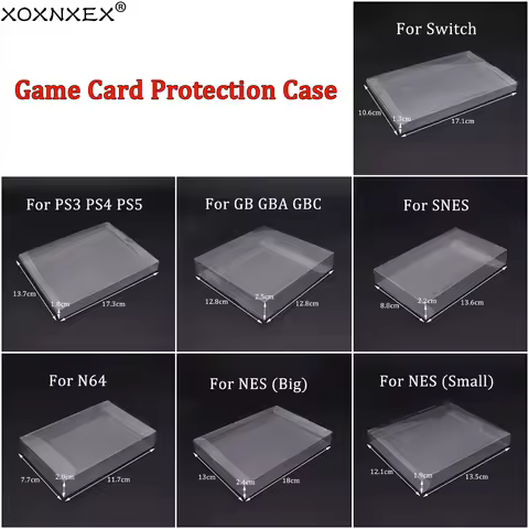 5PCS Clear Transparent Game Cartridge Box Case CIB Games Plastic PET Protector For N64 NES SNES GB GBA GBC NGPC Switch PS3/4/5