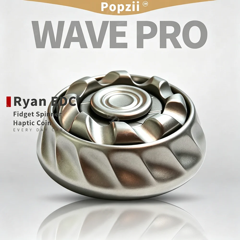 Ryan EDC WAVE PRO Stainless Steel Fidget Spinner Haptic Coin Original Designs Anxiety Relief Gadgets Anti-stress Toys