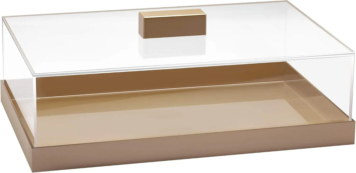 Acrylic Cake Stand, Multifunctional Rose Gold Serving Tray with Clear Lid, Elegant Food Tray, Ideal for Use as a Cake Box and Serving Platter for Party, Home and Kitchen, Shatter Resistant