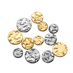 20pcs 8/10/12mm Stainless Steel Hammered Disc Charms Round Blank Coin Pendant For DIY Necklace Bracelet Making Accessories