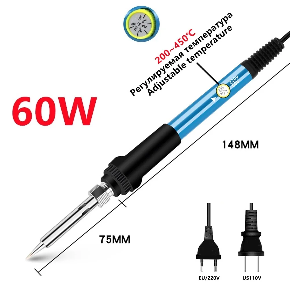 Ferri da stiro elettrici da 60w saldatura a temperatura regolabile ferro da stiro elettrico Mini manico a matita termica saldatore strumento di saldatura punta del ferro