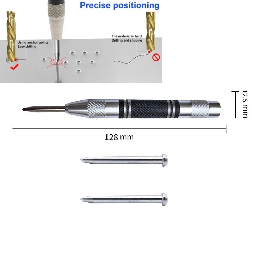 3Pcs Automatic Center Punch Automatic Center Pin Positioner Mark Puncture Adjustable Marker Woodworking Tool Kit Accessories