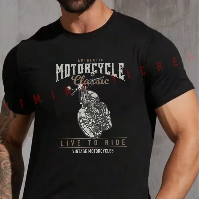 

Classic Moto Live To Ride T-Shirt Men Summer Unisex Casual Short Sleeve Motorbike Tops