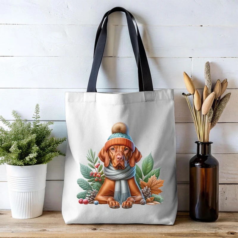 

Custom Photo Tote Bag Personalized with Pet Picture Dog Mom Gift Canvas Shoulder Bag Unique Portrait Tote for Dog Cat Lovers