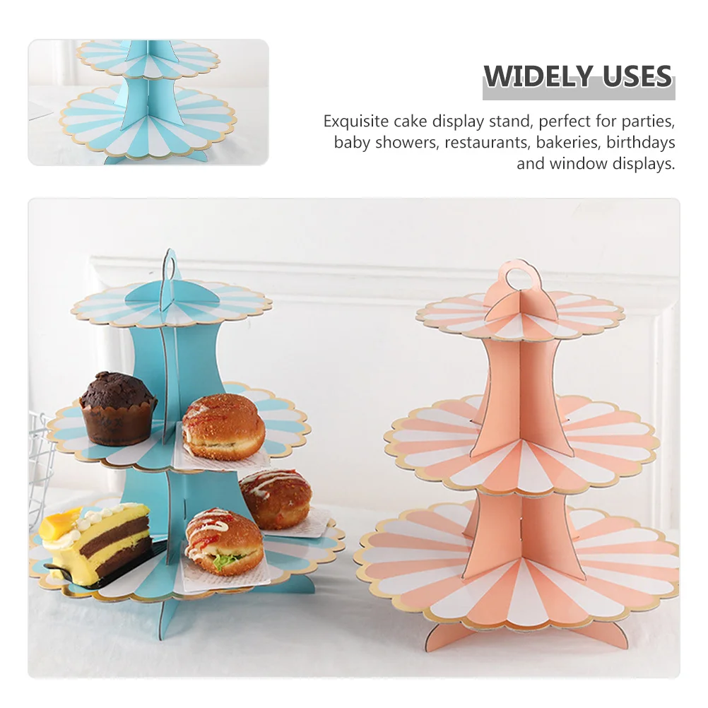 

2Pcs Cake Stand 3 Tiered Disposable Paper Holder Easy Assembly Perfect for Desserts Cakes Ice Cream and More Cake Holder